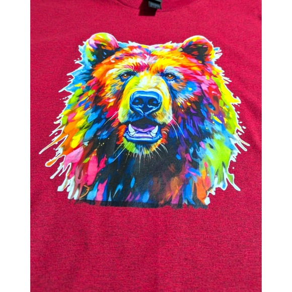 Bright Colorful Bear Graphic Tee Shirt - Size M - Antique Red-NWOT- All Genders - Picture 4 of 7